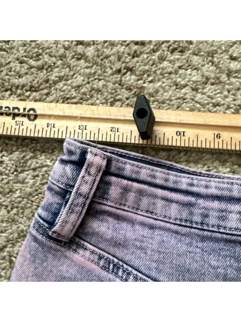 Madden NYC Jean Shorts Women's Size 5 Acid Wash Purple High Waisted Frayed Hem